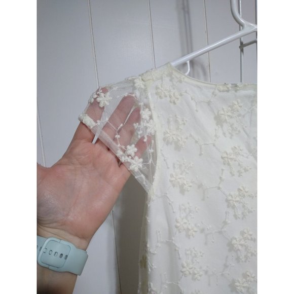 Zara Kids Cream Ivory Lace Dress 11 to 12 Beaded Drop Waist Easter Wedding - Picture 3 of 11